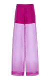 Del Core Silk Organza Wide-leg Pants In Fuchsia