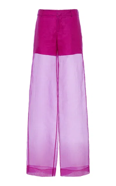 Del Core Silk Organza Wide-leg Pants In Fuchsia