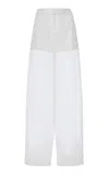 Del Core Silk Organza Wide-leg Pants In White