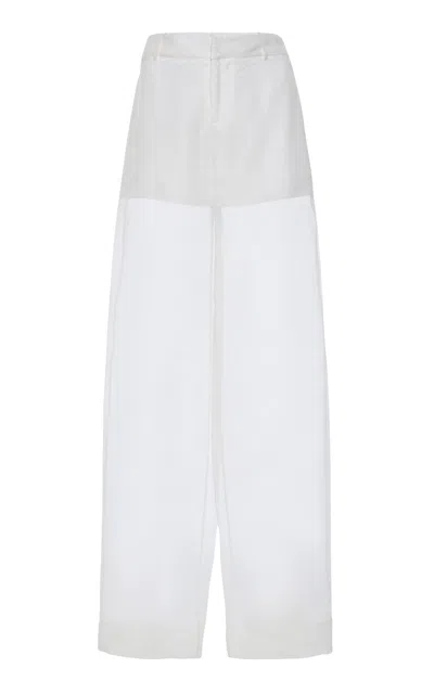 Del Core Silk Organza Wide-leg Pants In White