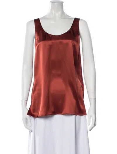 Pre-owned Del Core Silk Scoop Neck Top In Orange