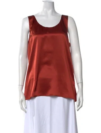 Pre-owned Del Core Silk Scoop Neck Top In Orange