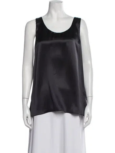 Pre-owned Del Core Silk Scoop Neck Top W/ Tags In Black
