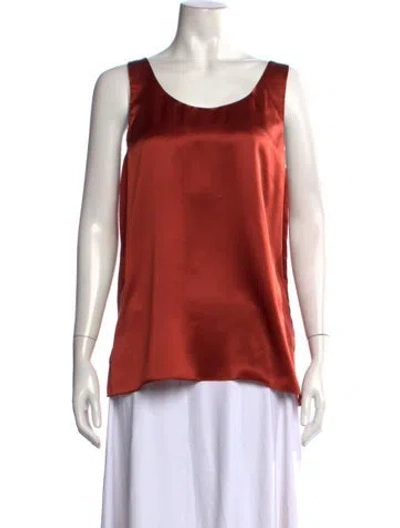 Pre-owned Del Core Silk Scoop Neck Top W/ Tags In Orange