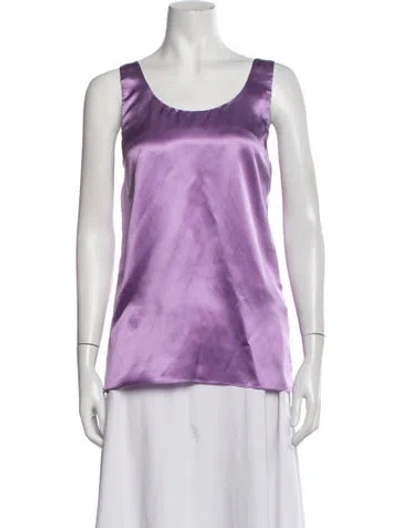Pre-owned Del Core Silk Scoop Neck Top W/ Tags In Purple