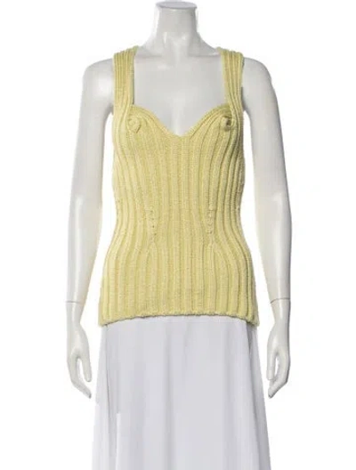 Pre-owned Del Core Silk V-neck Sweater In Yellow
