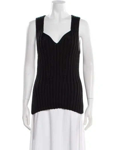 Pre-owned Del Core Silk V-neck Top W/ Tags In Black