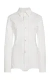 Del Core Stretch-cotton Poplin Shirt Bodysuit In White