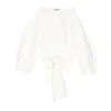 Del Core Boat-neck Tie-waist Poplin Top In Beige