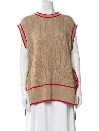 Pre-owned Del Core Virgin Wool Crew Neck Top W/ Tags In Neutral