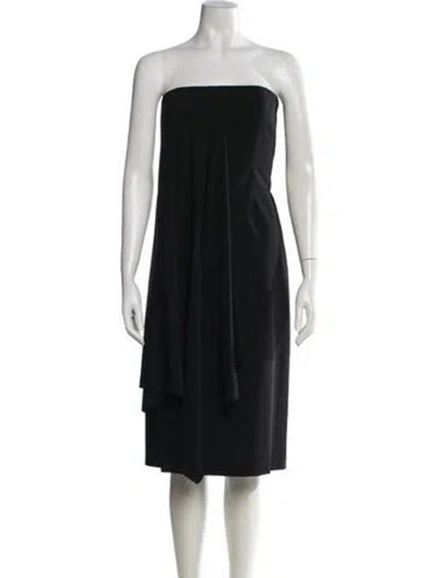 Pre-owned Del Core Virgin Wool Knee-length Dress W/ Tags In Black
