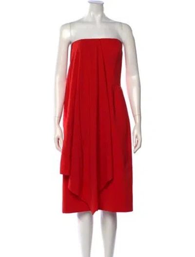 Pre-owned Del Core Virgin Wool Knee-length Dress W/ Tags In Red