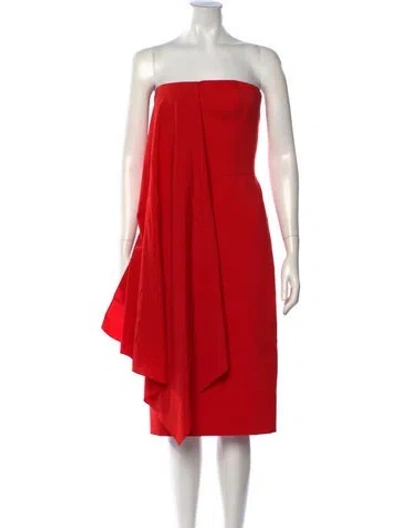 Pre-owned Del Core Virgin Wool Knee-length Dress W/ Tags In Red