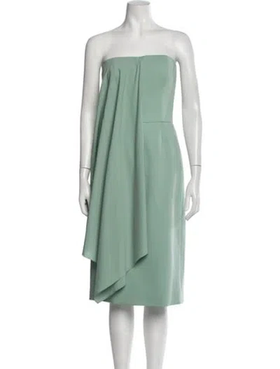 Pre-owned Del Core Virgin Wool Midi Length Dress W/ Tags In Green