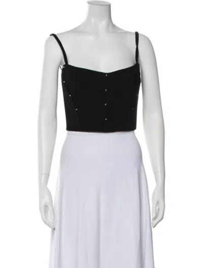 Pre-owned Del Core Virgin Wool Square Neckline Crop Top W/ Tags In White