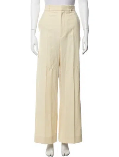 Pre-owned Del Core Virgin Wool Wide Leg Pants In Yellow