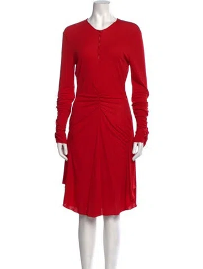 Pre-owned Del Core V-neck Midi Length Dress W/ Tags In Red