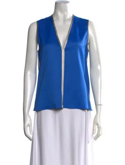 Pre-owned Del Core V-neck Sleeveless Top W/ Tags In Blue