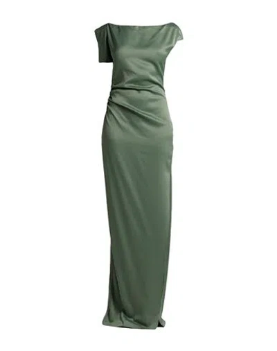 Del Core Woman Maxi Dress Military Green Size 6 Viscose, Virgin Wool
