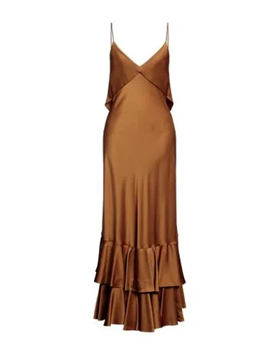 Del Core Woman Midi Dress Camel Size 6 Acetate, Viscose, Silk In Yellow