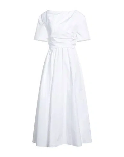 Del Core Woman Midi Dress White Size 6 Cotton