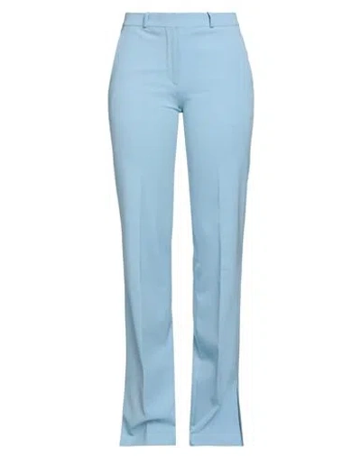 DEL CORE DEL CORE WOMAN PANTS SKY BLUE SIZE 4 POLYESTER, VIRGIN WOOL, ELASTANE, COTTON