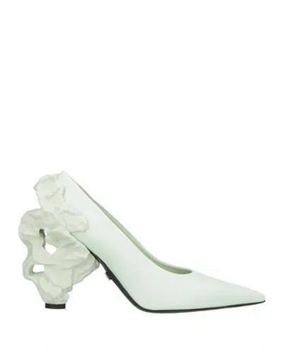 Del Core Woman Pumps Light Green Size 8 Leather, Plastic