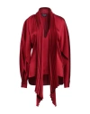 Del Core Satin-finish Puff-sleeve Blouse In Burgundy