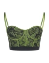 Del Core Woman Top Military Green Size L Nylon, Viscose, Silk, Elastane In Green