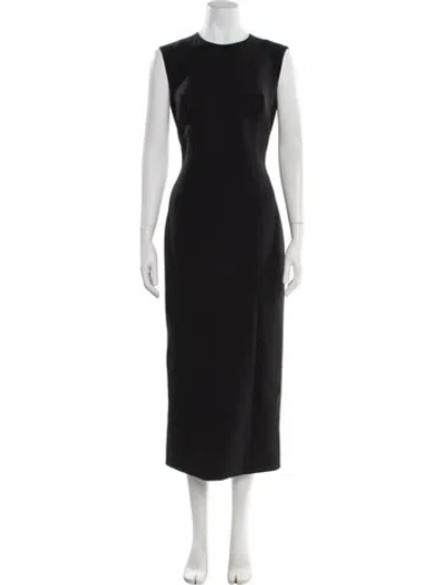 Pre-owned Del Core Wool Long Dress In Black