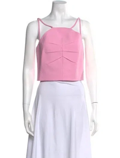 Pre-owned Del Core Wool Square Neckline Crop Top W/ Tags In Pink
