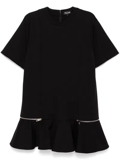 Del Core Zipper Mini Dress In Black