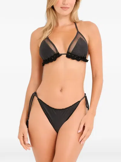 Del Maar Amay Ruffled Bikini Top In Black