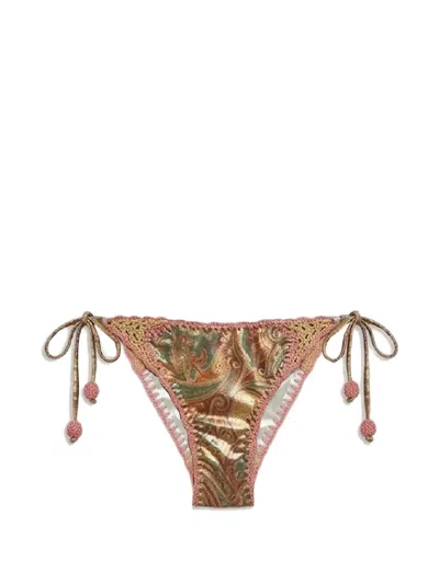 Del Maar Awasi Paisley-pattern Bikini Bottoms In Brown
