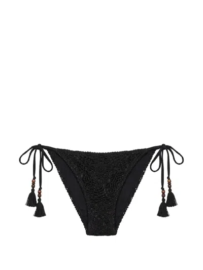Del Maar Beu Crochet-knit Bikini Bottoms In Black
