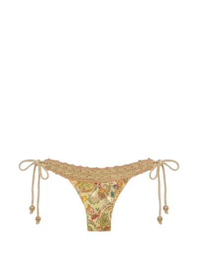 Del Maar Calanie Crochet-trim Printed Bikini Bottom