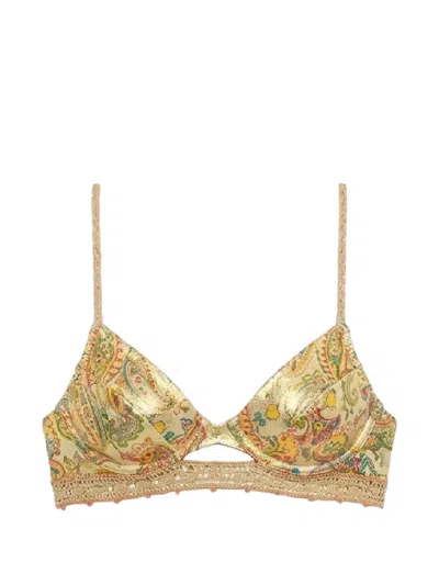 Del Maar Calanie Paisley-print Reversible Bikini Top