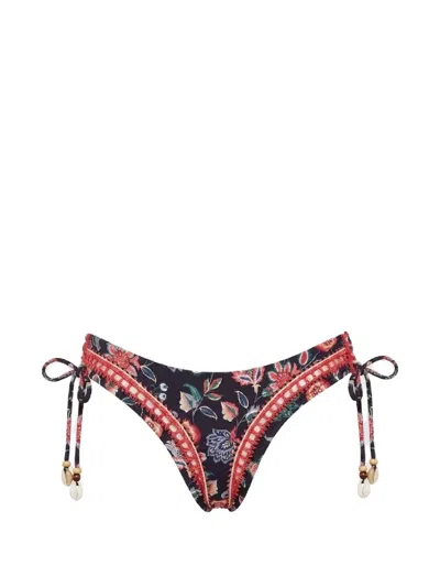 Del Maar Floral-crochet Bikini Bottoms In Brown