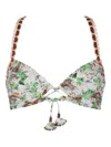 Del Maar Kuchi Graphic-print Bikini Top In White