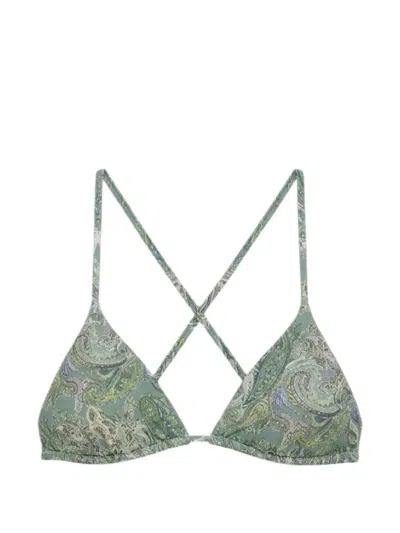 Del Maar Lariaqui Floral-print Bikini Top In Green