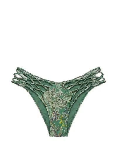 Del Maar Lariaqui Paisley-print Bikini Bottoms In Green