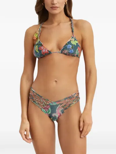 Del Maar Malaki Braided Printed Bikini Top In Blue