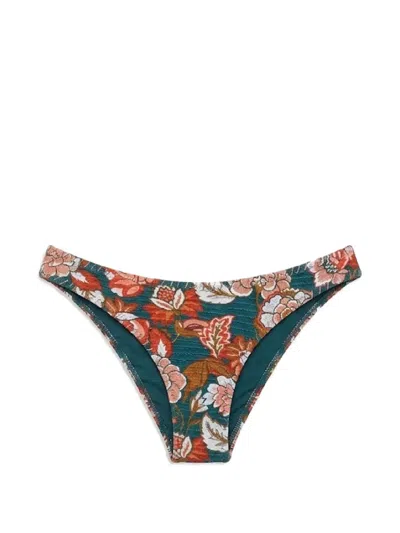 Del Maar Mullu Floral-print Bikini Bottoms In Green