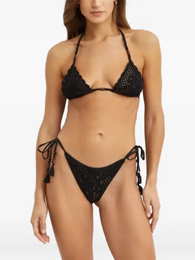 Del Maar Nacahui Crochet Bikini Top In Black
