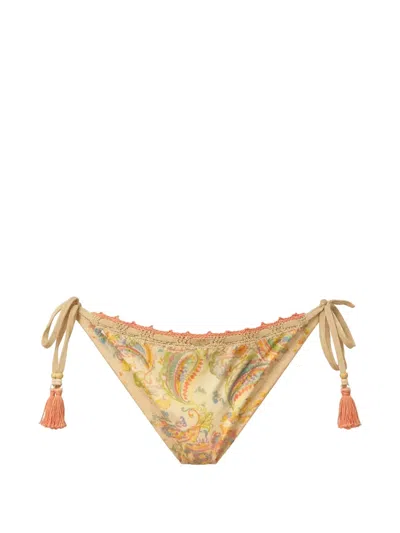 Del Maar Paisley Bikini Bottoms In Gold