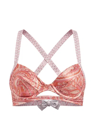 Del Maar Ruya Paisley-print Reversible Bikini Top In Orange