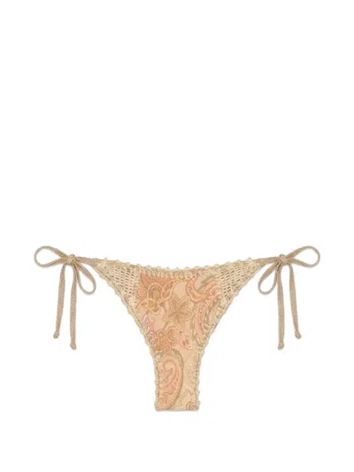 Del Maar Saphi Crochet Tie Bikini Bottoms In Brown