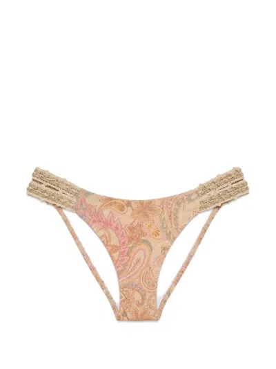 Del Maar Taky Crochet Paisley-print Bikini Bottoms