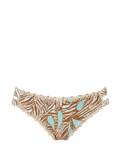 Del Maar Yabai Patterned Bikini Bottoms In Burgundy
