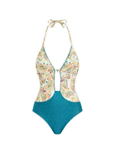 Del Maar Yanu Cut-out Swimsuit In Green